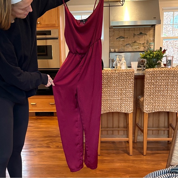 Pink Satin Off-Shoulder Romper - Picture 3 of 4